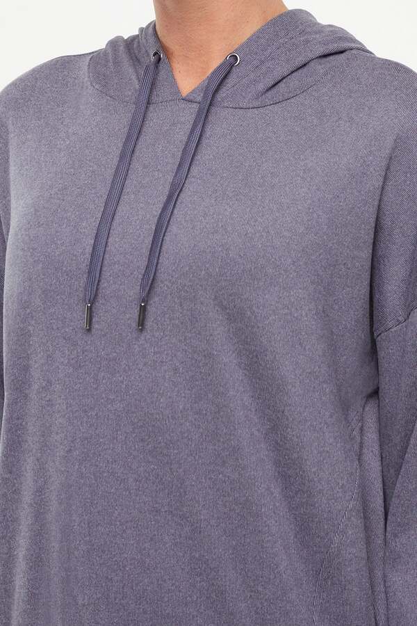 Riley Hoodie, alternate angle view, showing visible design features and texture of the soft fleece fabric.. 