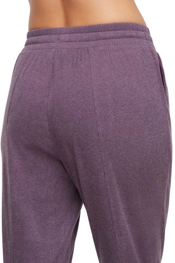 Riley Jogger, alternate angle view, showing visible design features and texture of the soft knit fabric.. #color_heather-plum-perfect