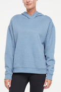 Camila Hoodie, alternate angle view, showing visible design features and texture of the soft fleece fabric.. #color_heather-bluestone