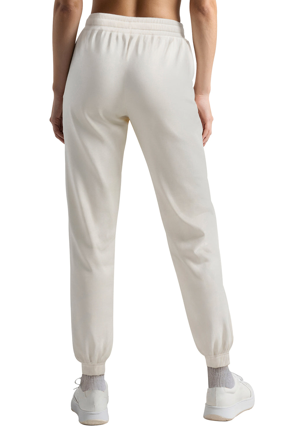 Camila Jogger, alternate angle view, showing visible design features and texture of the soft knit fabric.. #color_egret