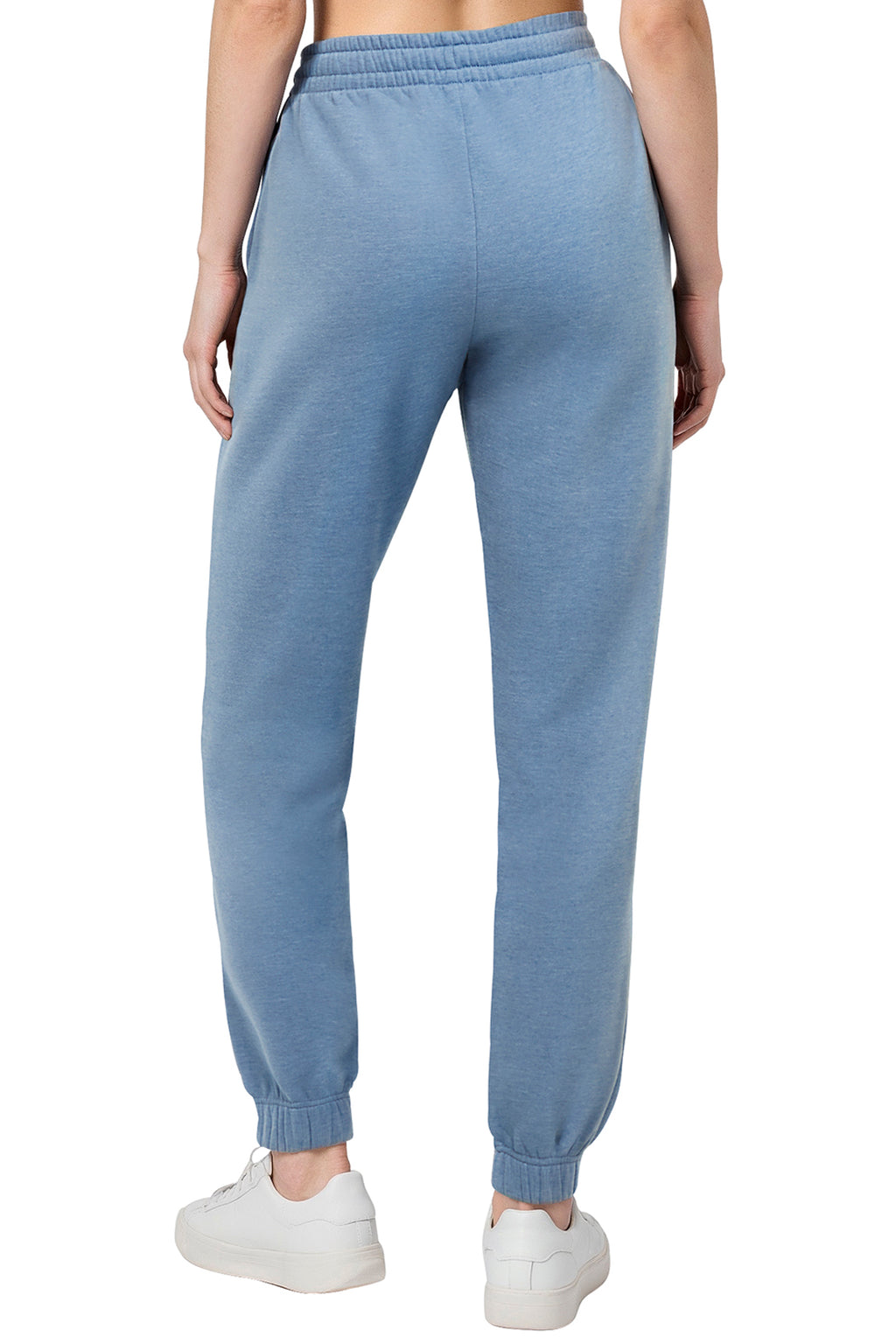 Camila Jogger, alternate angle view, showing visible design features and texture of the soft knit fabric.. #color_heather-bluestone