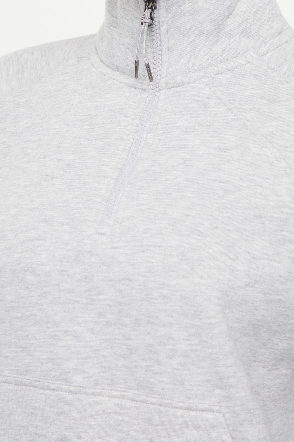 Camila 1/4 Zip Jacket, alternate angle view, showing visible design features and texture of the smooth woven fabric.. #color_heather-grey
