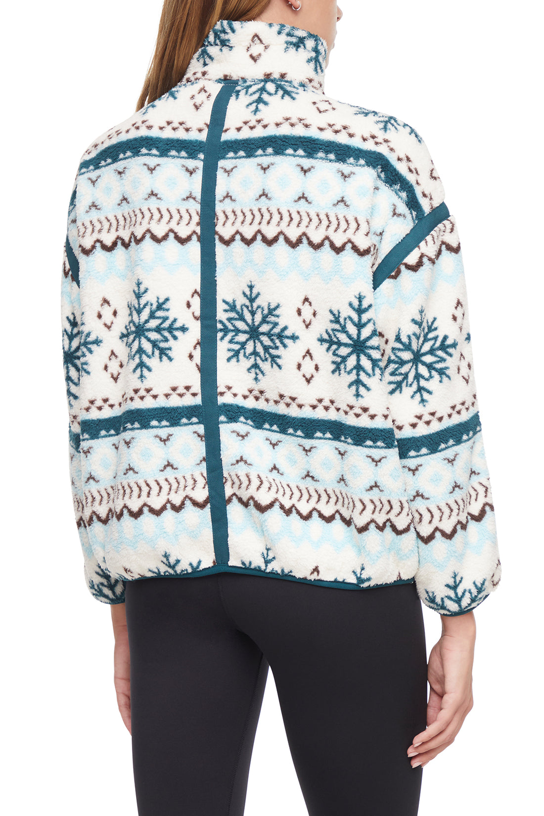 Caliste 1/4 Zip Sherpa Pullover, alternate angle view, showing visible design features and texture of the soft knit fabric.. 