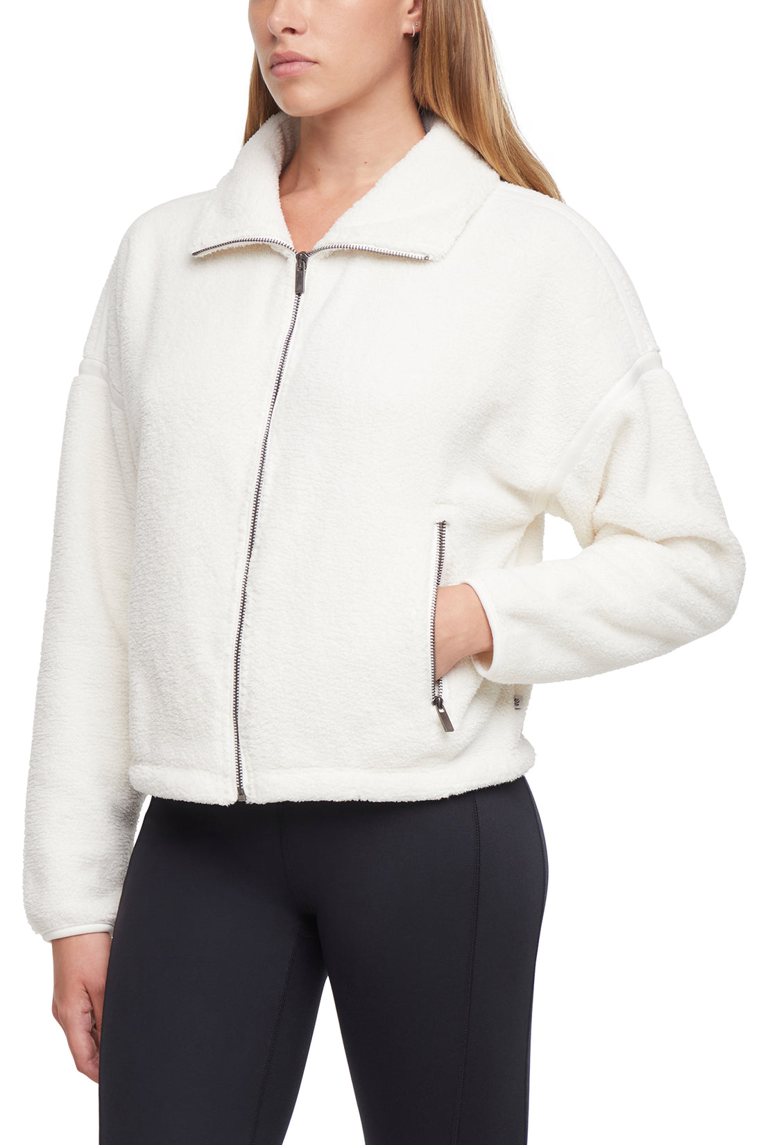 Blair Sherpa Jacket, alternate angle view, showing visible design features and texture of the smooth woven fabric.. 