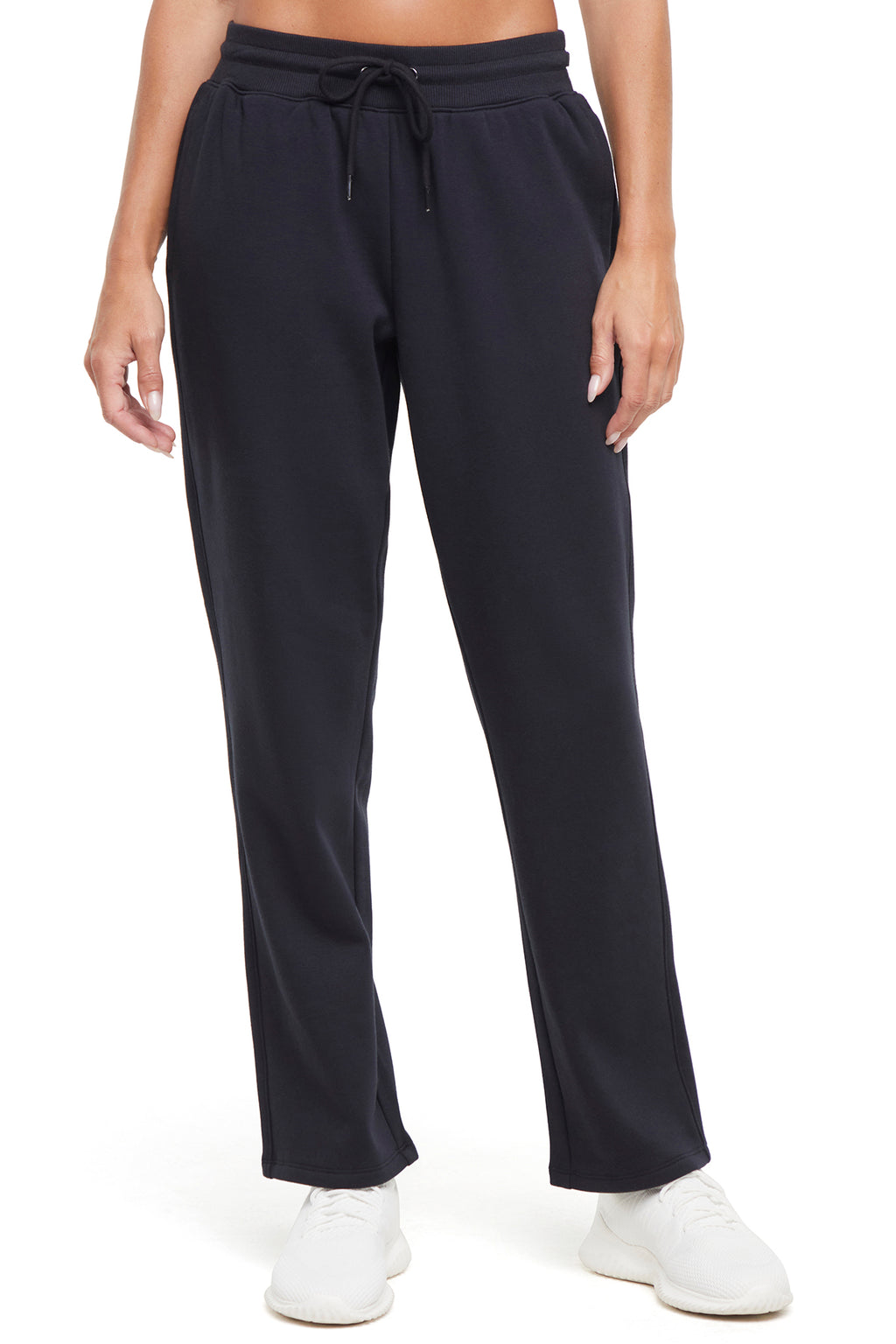 Roxie Pant, alternate angle view, showing visible design features and texture of the durable stretch fabric. #color_black