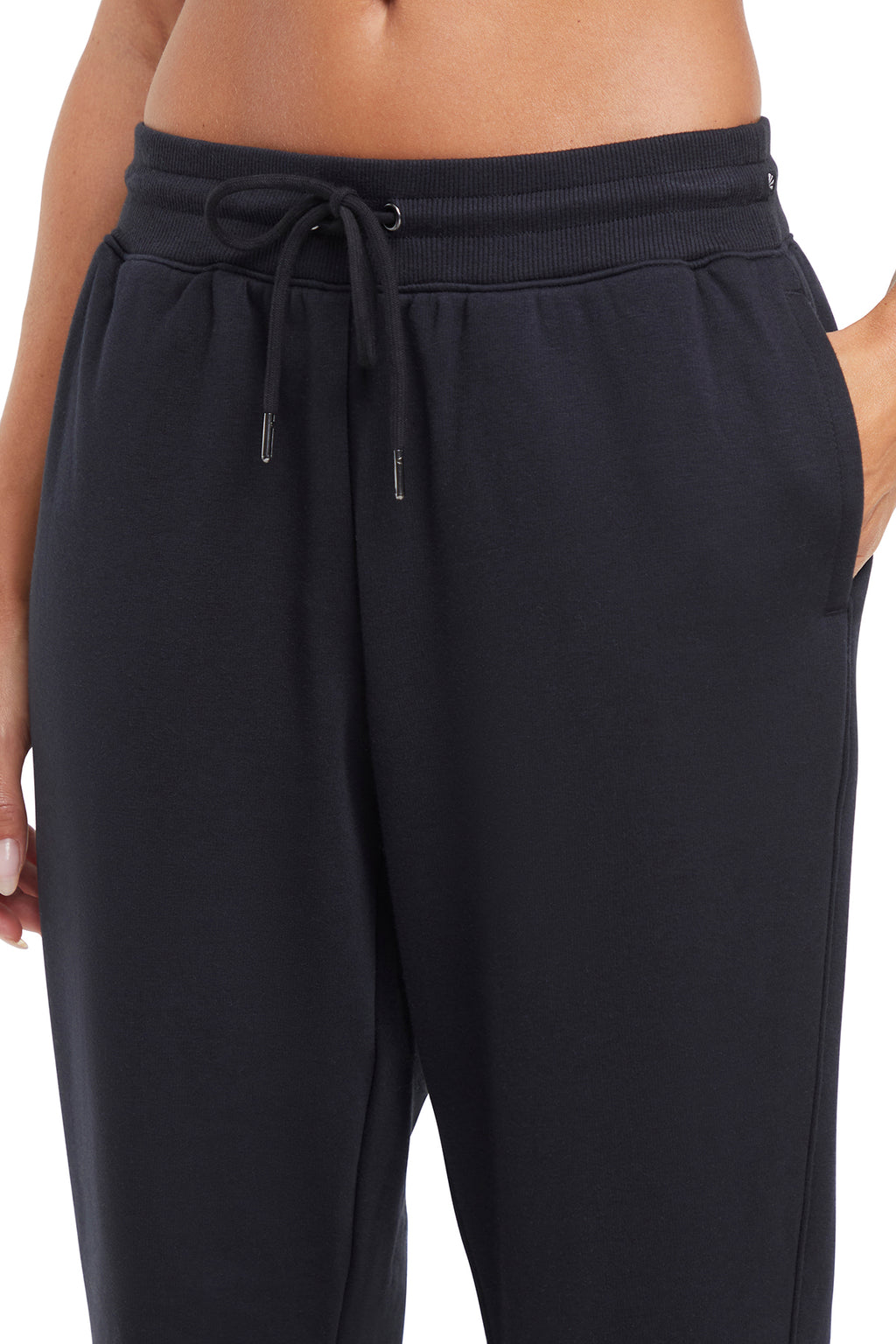 Roxie Pant, alternate angle view, showing visible design features and texture of the durable stretch fabric. #color_black
