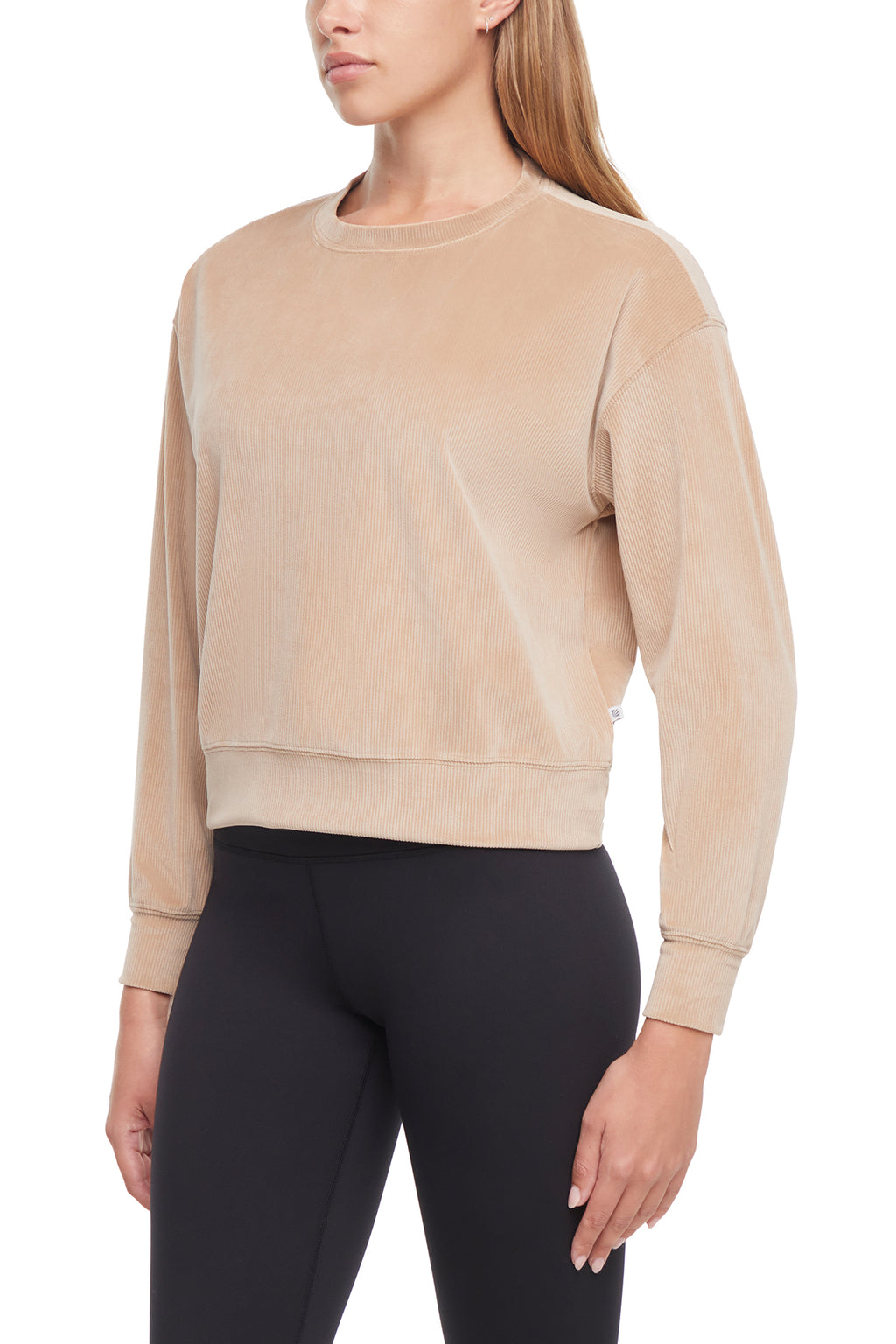 Stormi Sweatshirt, alternate angle view, showing visible design features and texture of the soft knit fabric. #color_tuffet
