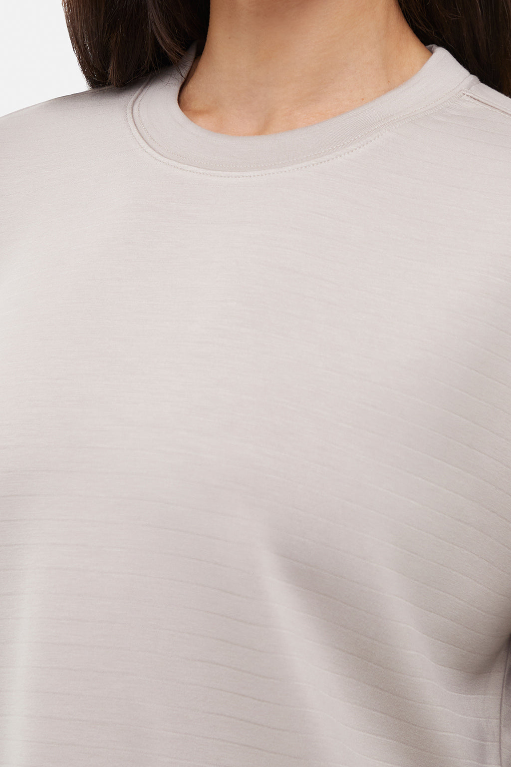 Becky Long Sleeve Crew Neck, alternate angle view, showing visible design features and texture of the soft knit fabric. #color_atmosphere
