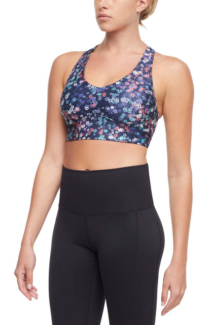 Rubina Sports Bra, alternate angle view, showing visible design features and texture of the soft knit fabric.. 