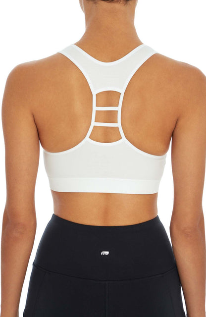 Haley Seamless Sports Bra, alternate angle view, showing visible design features and texture of the soft knit fabric.. 