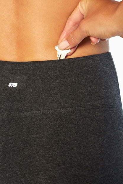 Carrie Tummy Control Mid Calf Capri, alternate angle view, showing visible design features and texture of the soft knit fabric.. 