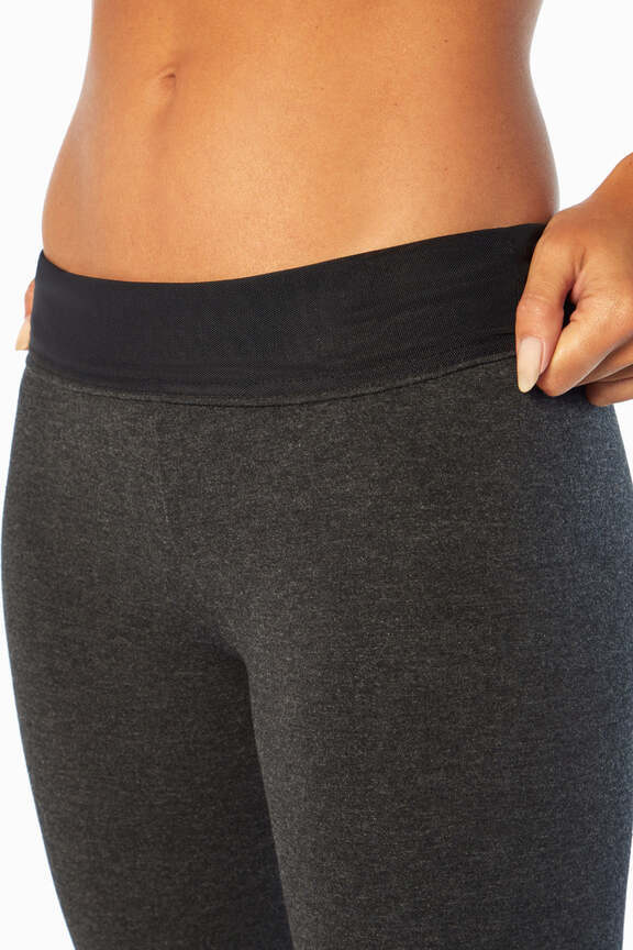 Carrie Tummy Control Mid Calf Capri, alternate angle view, showing visible design features and texture of the soft knit fabric.. 