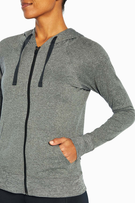 Mona Jacket, alternate angle view, showing visible design features and texture of the smooth woven fabric.