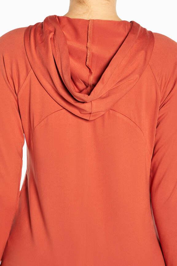 Mona Jacket, alternate angle view, showing visible design features and texture of the smooth woven fabric.. 