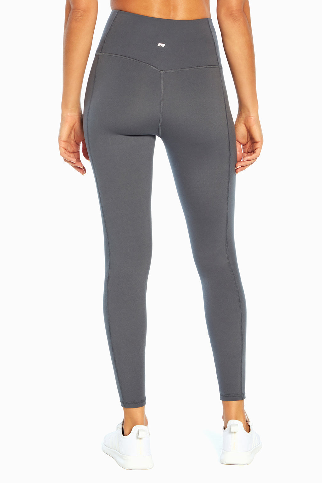 Olivia High Rise Tummy Control Legging - Turbulence, close-up view of fabric and stitching, showing visible design features and texture of the.. #color_turbulence