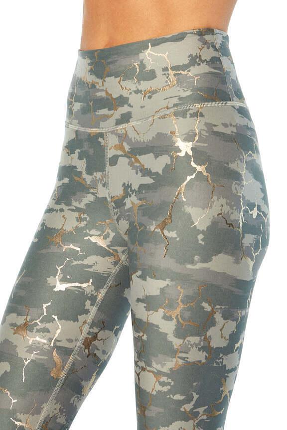 Zen Ankle Legging, alternate angle view, showing visible design features and texture of the stretch knit fabric.. 