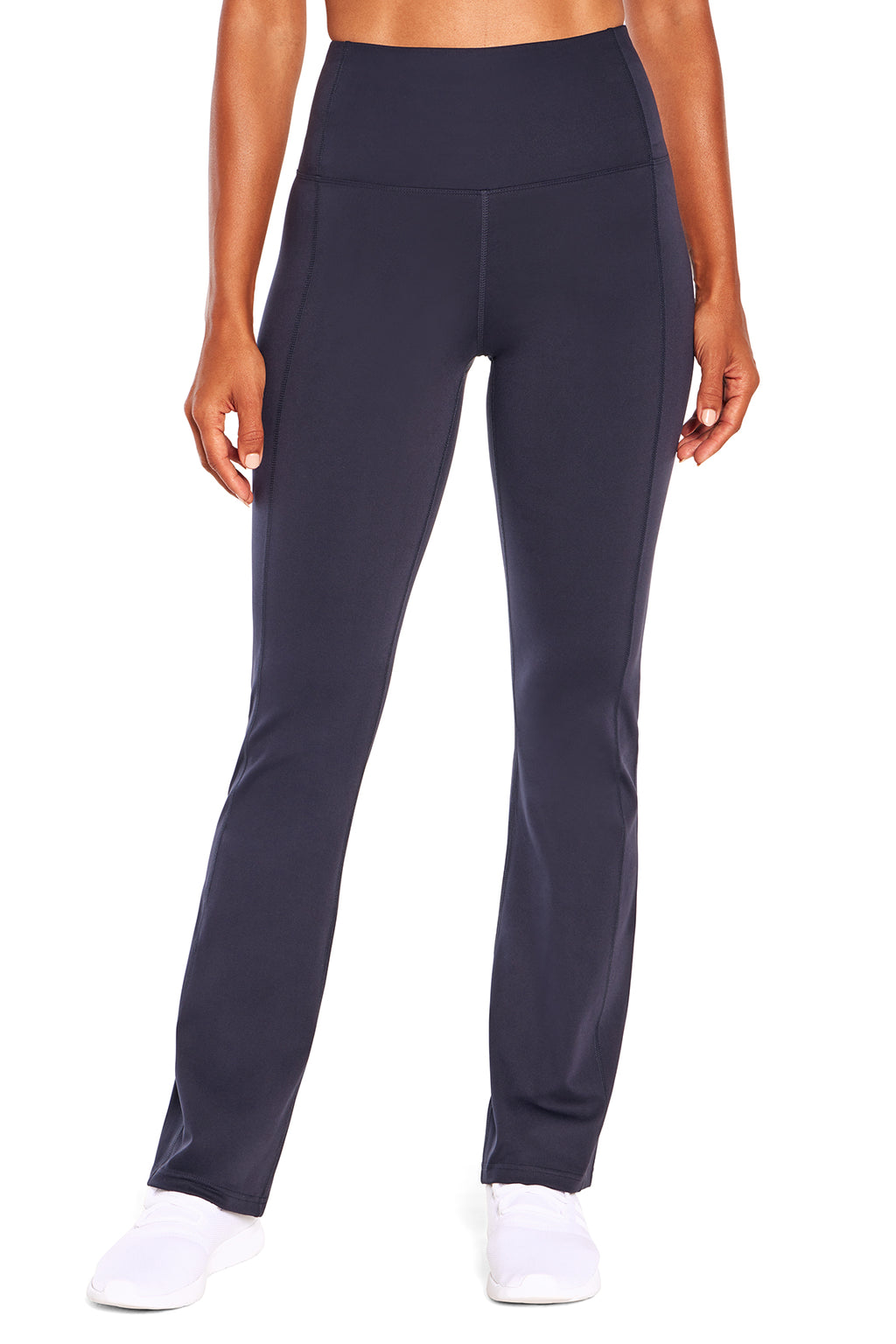 Sophia High Rise Tummy Control Slim Boot Pants, alternate angle view, showing visible design features and texture of the durable stretch fabric.. #color_midnight-blue
