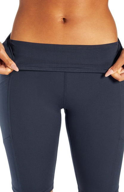 Olivia Side Pocket Tummy Control Bermuda Shorts, alternate angle view, showing visible design features and texture of the soft knit fabric.. 