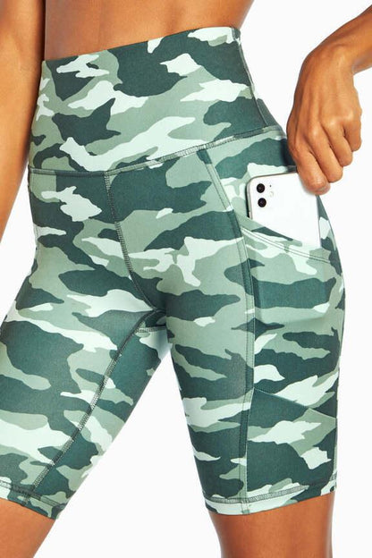 Brenda Side Pocket Tummy Control Bermuda, alternate angle view, showing visible design features and texture of the soft knit fabric.. 