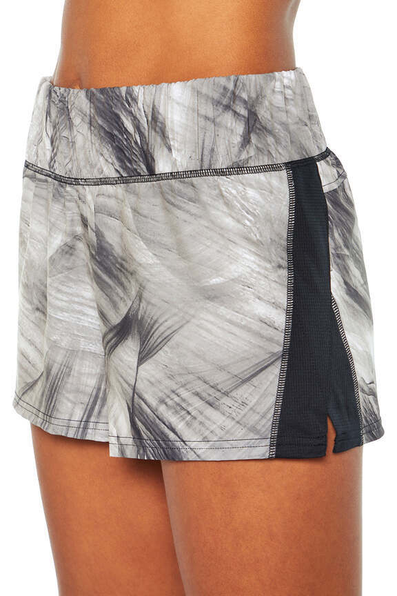 Express Short, alternate angle view, showing visible design features and texture of the soft knit fabric.. #color_black-dusk-texture