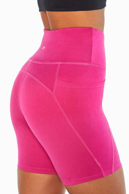 Luna Side Pocket Short, alternate angle view, showing visible design features and texture of the soft knit fabric.. 