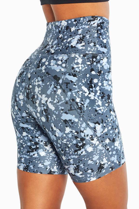 Luna Side Pocket Short, alternate angle view, showing visible design features and texture of the soft knit fabric.. 