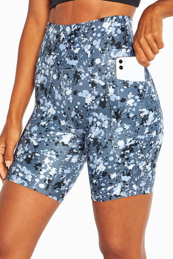 Luna Side Pocket Short, alternate angle view, showing visible design features and texture of the soft knit fabric.. 