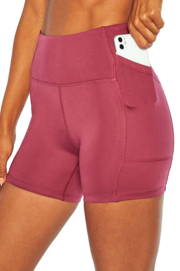 Emma Side Pocket Short, alternate angle view, showing visible design features and texture of the soft knit fabric.. 