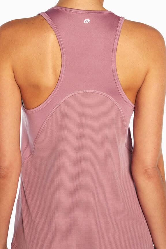 Renata Tank, alternate angle view, showing visible design features and texture of the soft knit fabric.. 