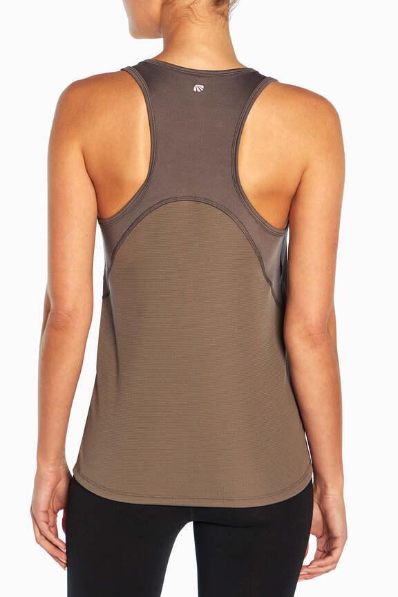Renata Tank, alternate angle view, showing visible design features and texture of the soft knit fabric.. 