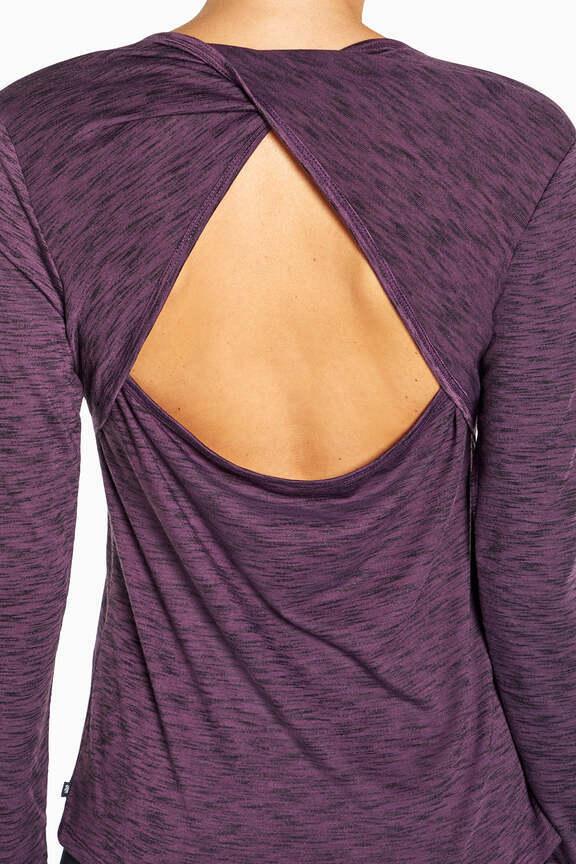 Lotty Long Sleeve Top, back view, showing visible design features and texture of the soft knit fabric.. #color_heather-hortensia