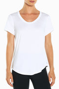 Gather Tee, front view, showing visible design features and texture of the soft knit fabric.. #color_white