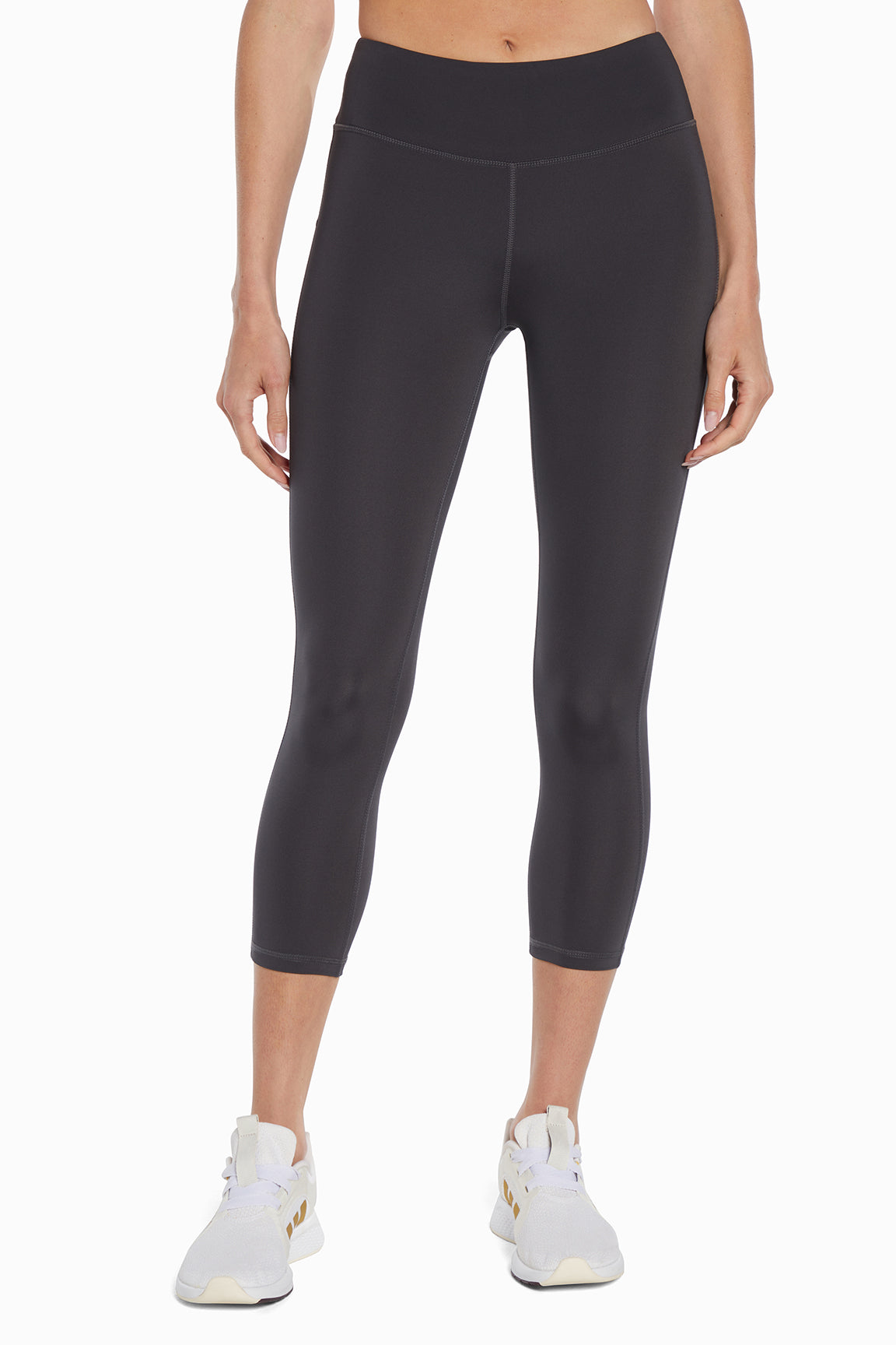 Active Basic Capri, alternate angle view, showing visible design features and texture of the soft knit fabric.. 
