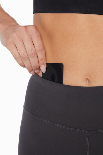 Active Basic Capri, alternate angle view, showing visible design features and texture of the soft knit fabric.. 