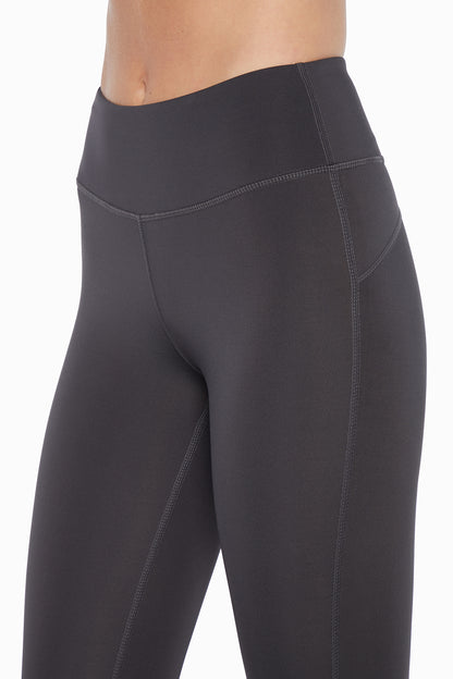 Active Basic Capri, alternate angle view, showing visible design features and texture of the soft knit fabric.. 