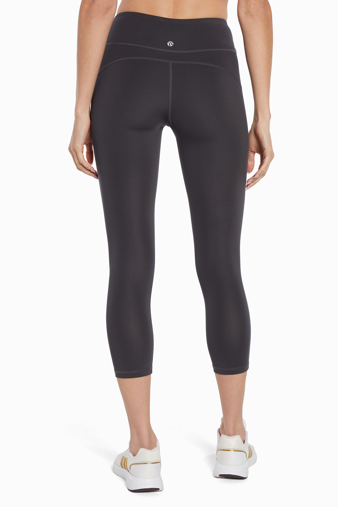 Active Basic Capri, alternate angle view, showing visible design features and texture of the soft knit fabric.. 