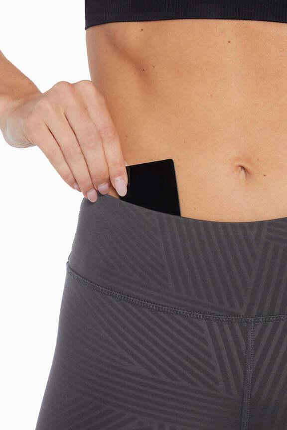 Active Basic Capri, back view, showing visible design features and texture of the soft knit fabric.. 