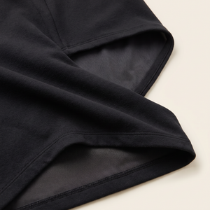 Close-up of soft four-way stretch fabric with a power mesh inner lining