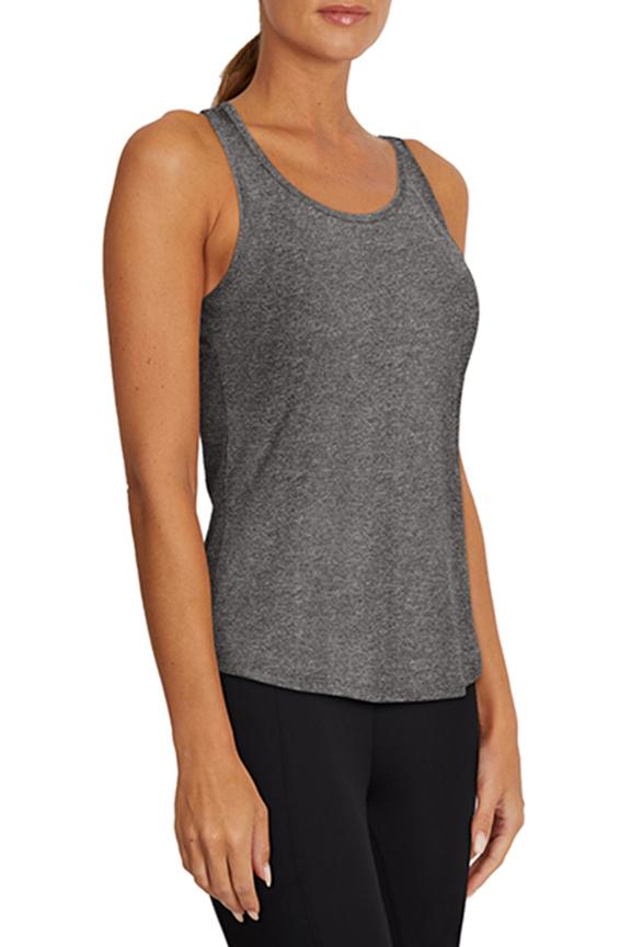 Motion Tank, alternate angle view, showing visible design features and texture of the soft knit fabric.. 