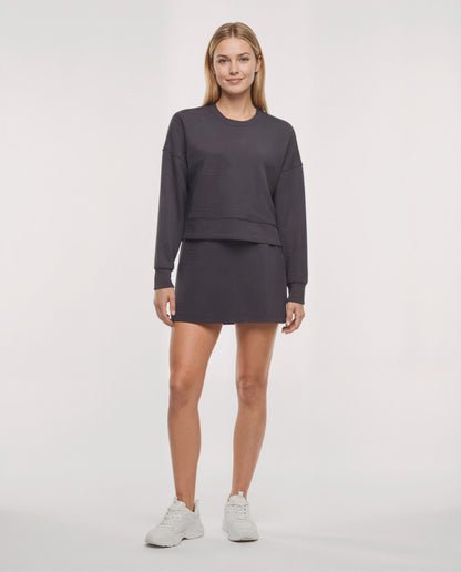 Becky Long Sleeve Crew Neck, alternate angle view, showing visible design features and texture of the soft knit fabric. 
