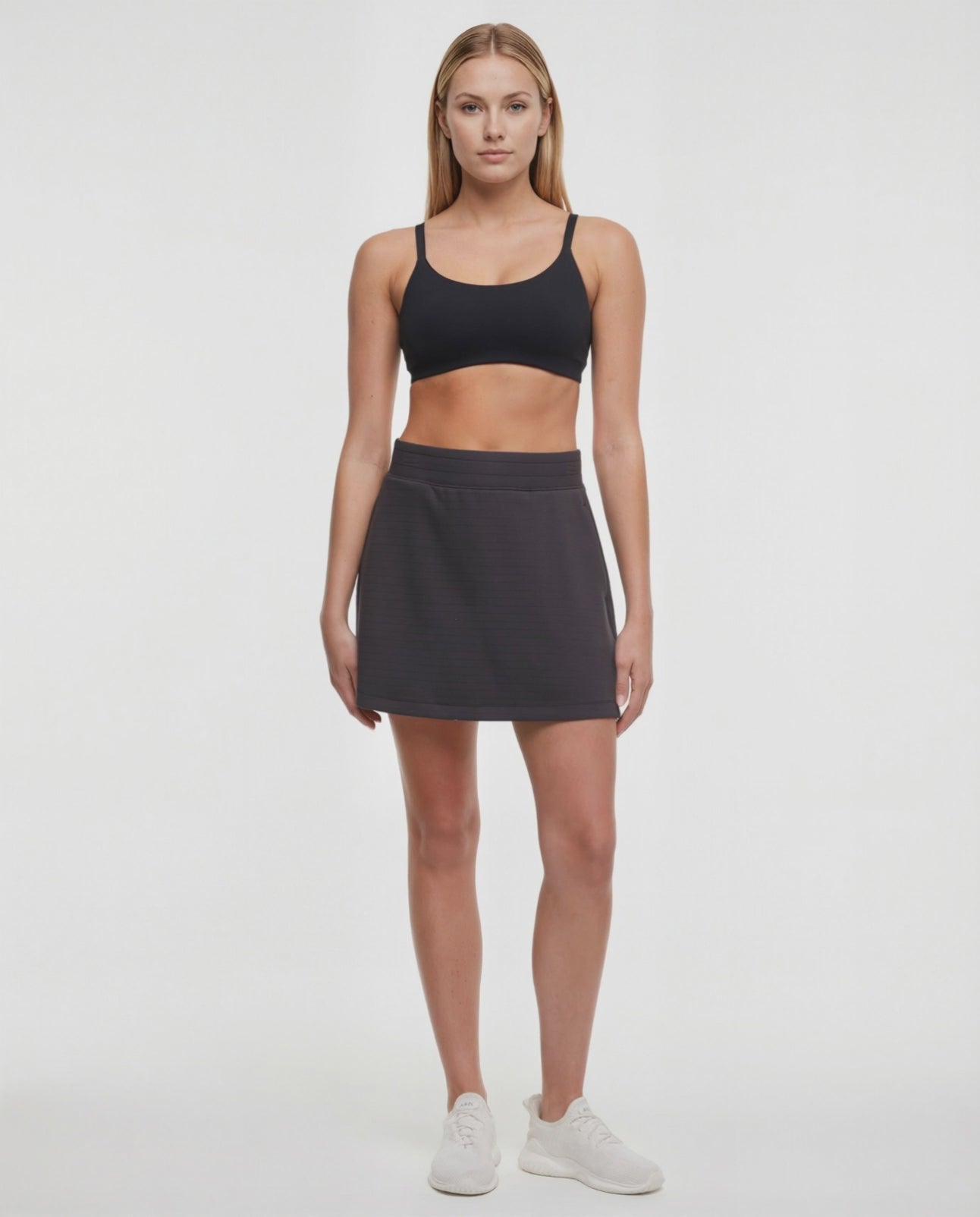 Becky Skirt, alternate angle view, showing visible design features and texture of the soft knit fabric. 
