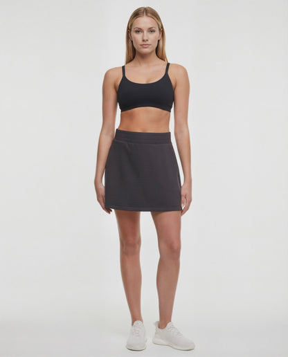 Becky Skirt, alternate angle view, showing visible design features and texture of the soft knit fabric. 