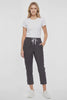 Video  view of woman wearing black cropped pants with a white drawstring on a white background. #color_phantom