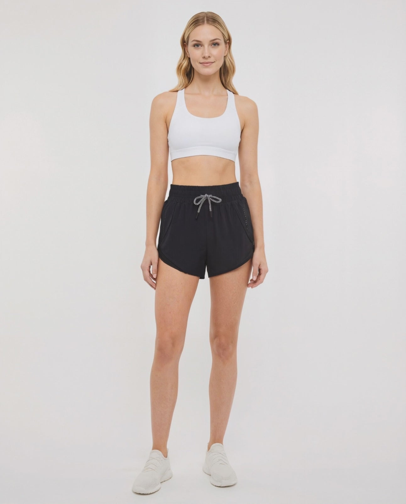 Gabby Woven Short, alternate angle view, showing visible design features and texture of the soft knit fabric. #color_black