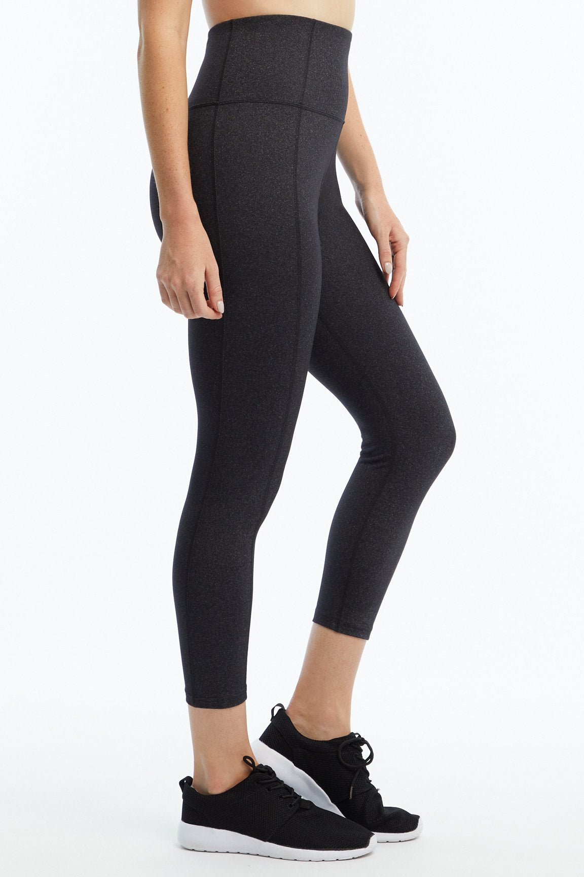 Brooke High Rise Tummy Control Mid Calf Capri, front view, showing visible design features and texture of the soft knit fabric..