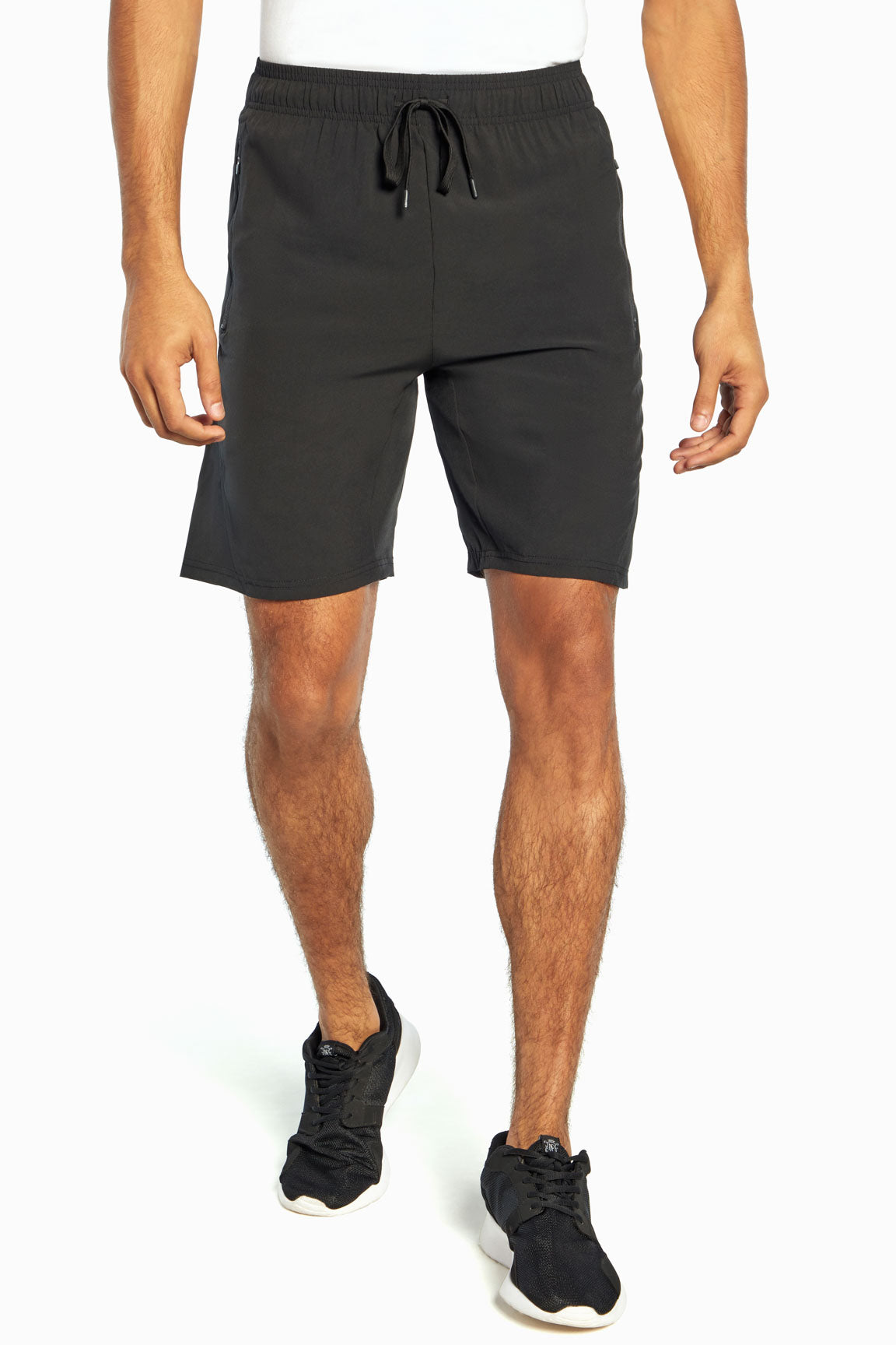 Balance Collection For Men Energy Black Short, front view, showing visible design features and texture of the soft knit fabric. 