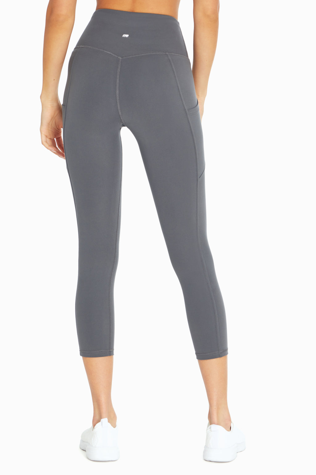 Drew Side Pocket Tummy Control Mid Calf Capri, alternate angle view, showing visible design features and texture of the soft knit fabric.. #color_turbulence