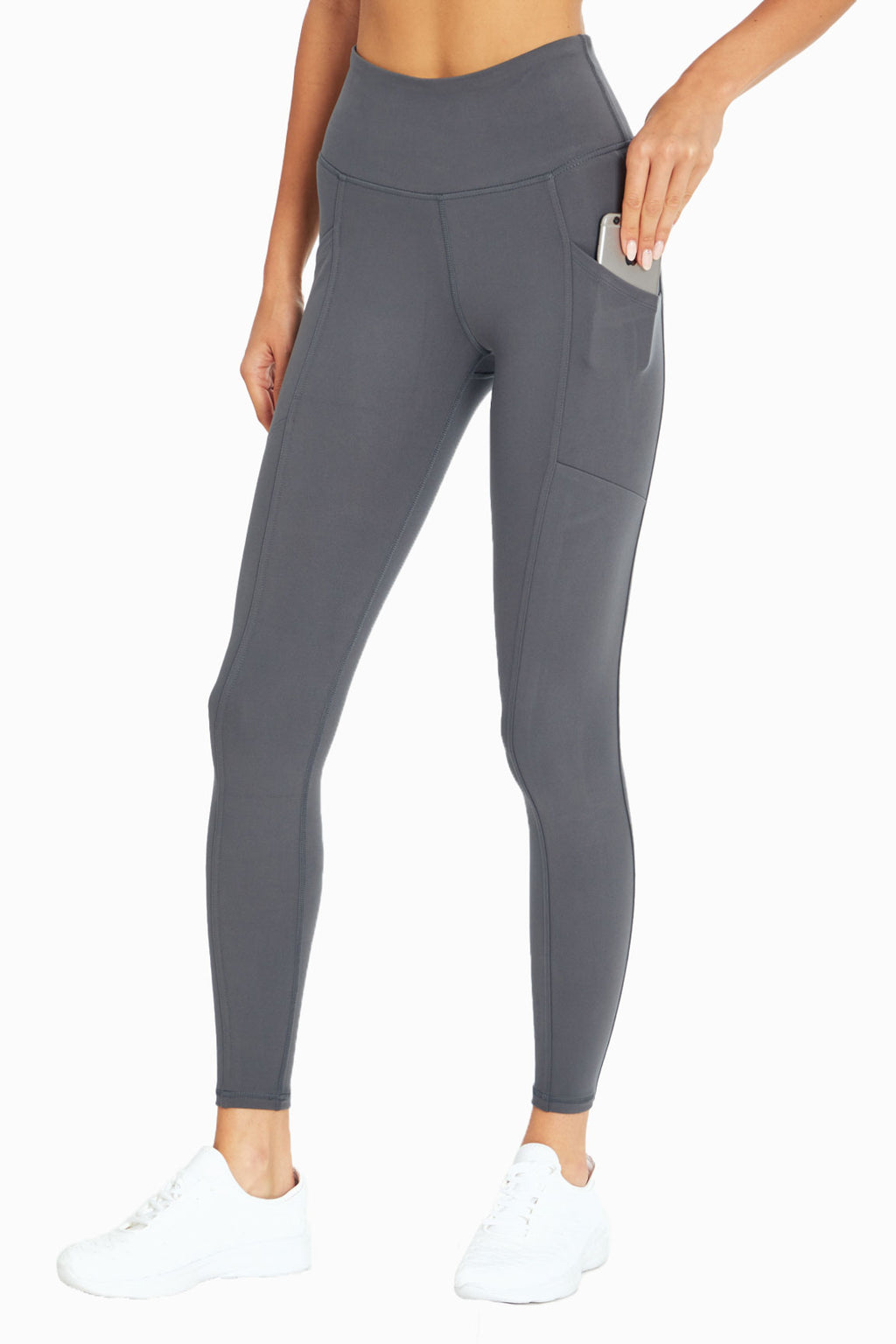 Cameron Side Pocket Tummy Control Legging, alternate angle view, showing visible design features and texture of the stretch knit fabric.. #color_turbulence