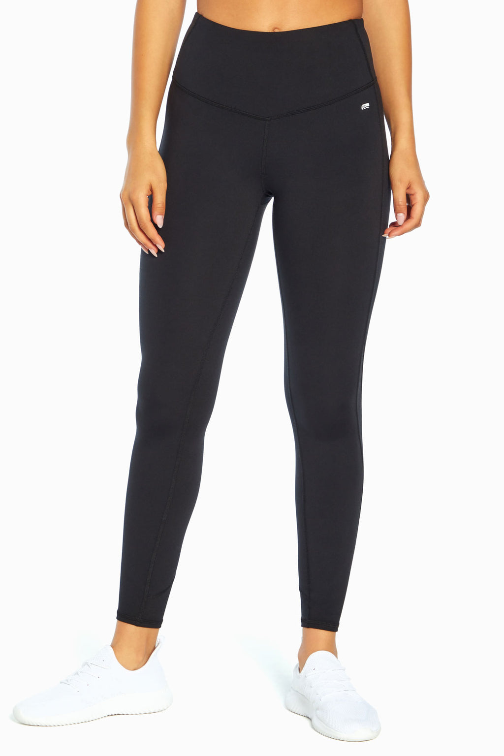 Contour Ankle Legging, alternate angle view, showing visible design features and texture of the stretch knit fabric.. #color_black