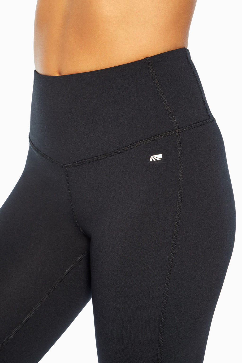 Contour Ankle Legging, alternate angle view, showing visible design features and texture of the stretch knit fabric.. #color_black